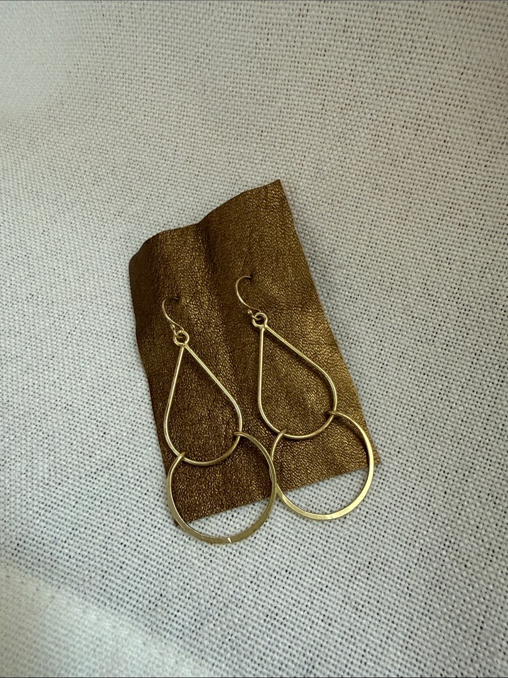 Gold Plated Double Teardrop Hoop Earrings - Women Jewelry